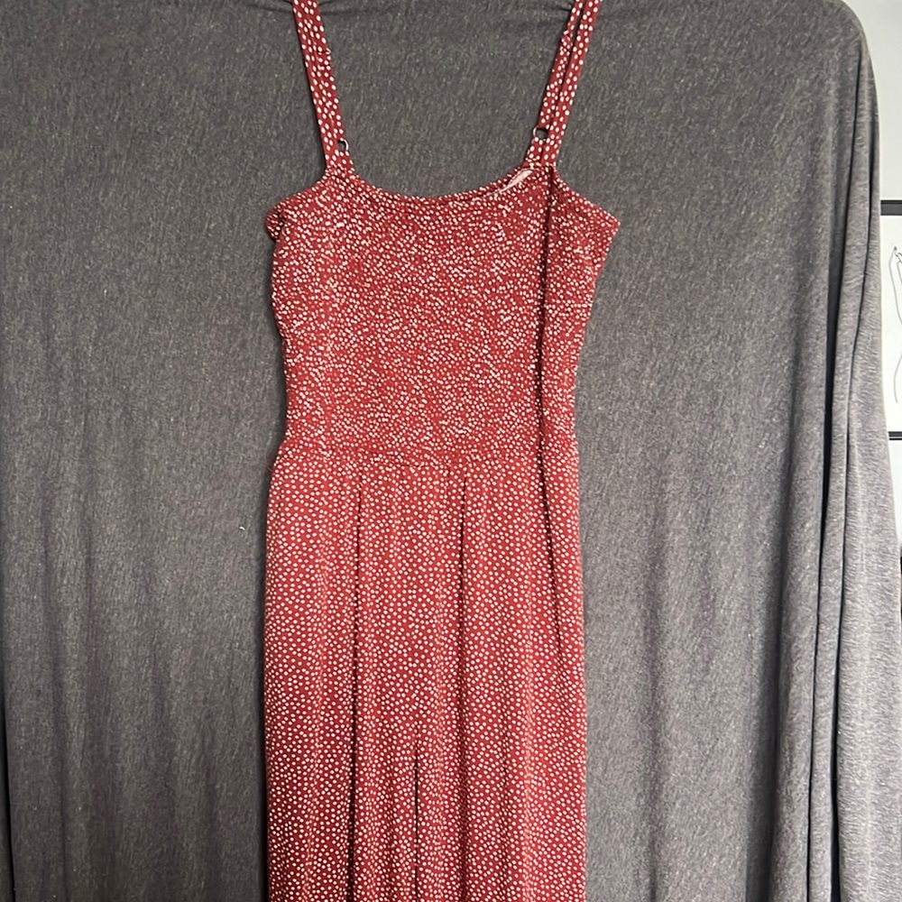 Old Navy Red and White Polka Dot Tub Top Jumpsuit